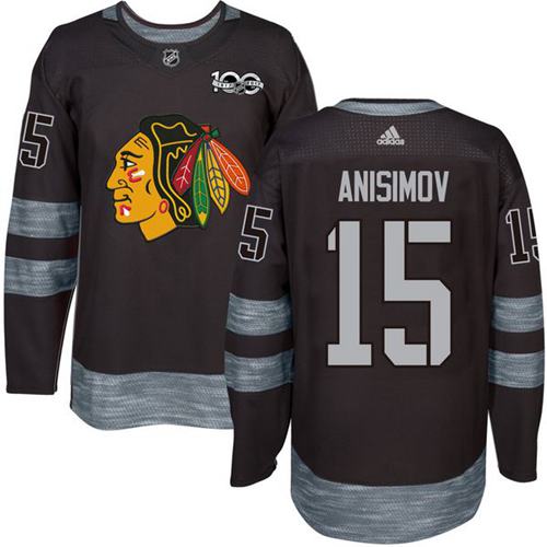 Adidas Blackhawks #15 Artem Anisimov Black 1917-100th Anniversary Stitched NHL Jersey